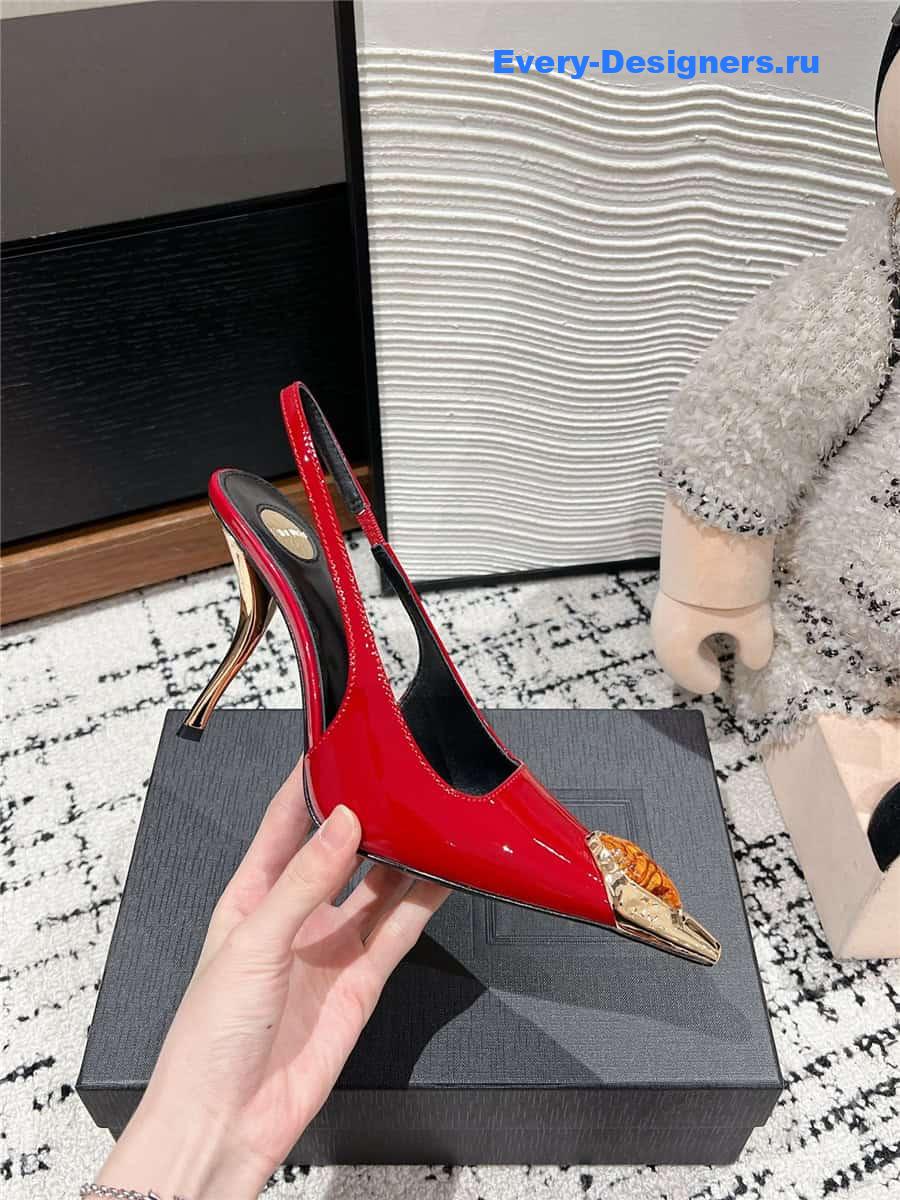 Y51 jeanne slingback pumps in red pattern leather
