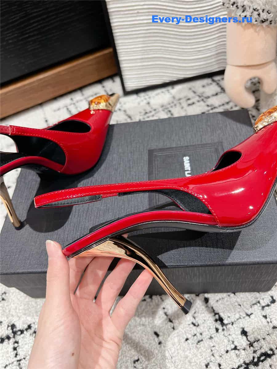 Y51 jeanne slingback pumps in red pattern leather