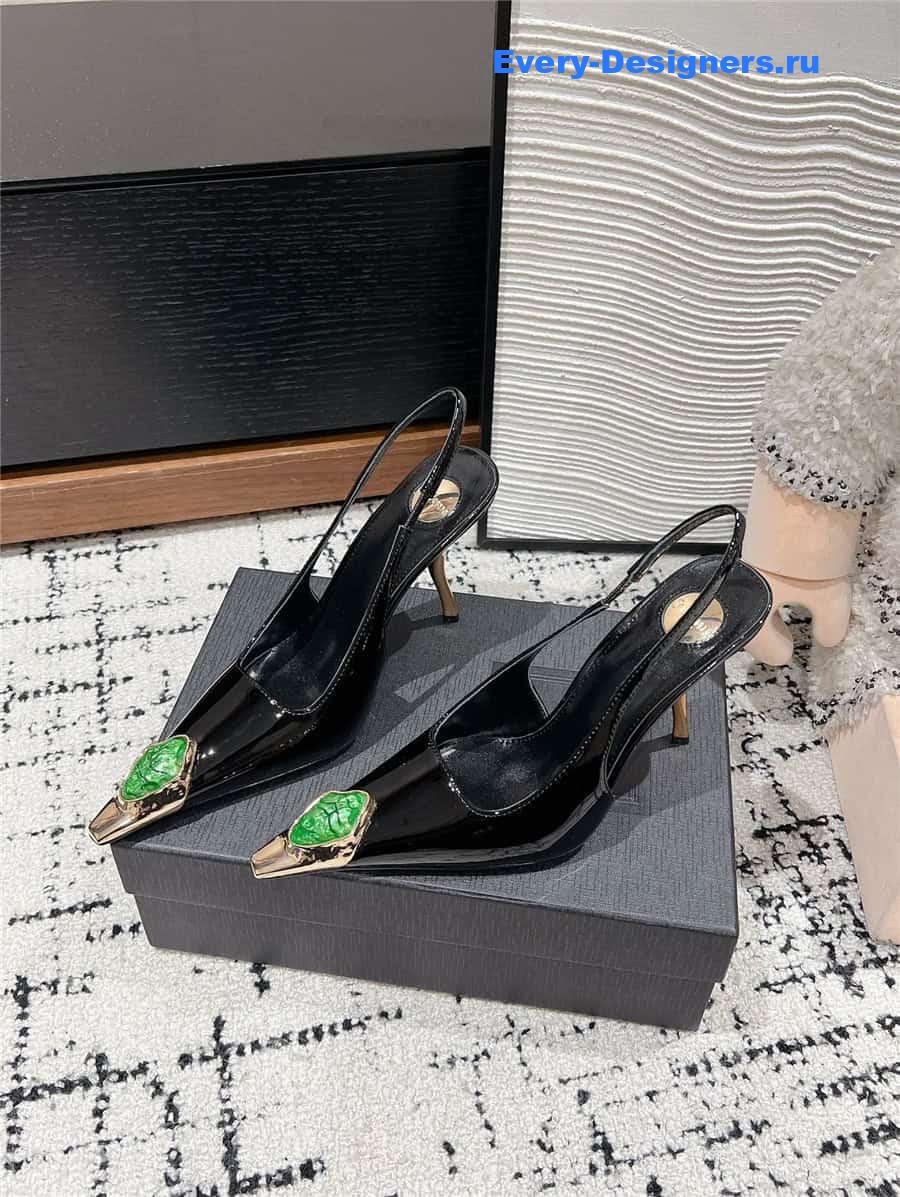 Y51 jeanne slingback pumps in black pattern leather