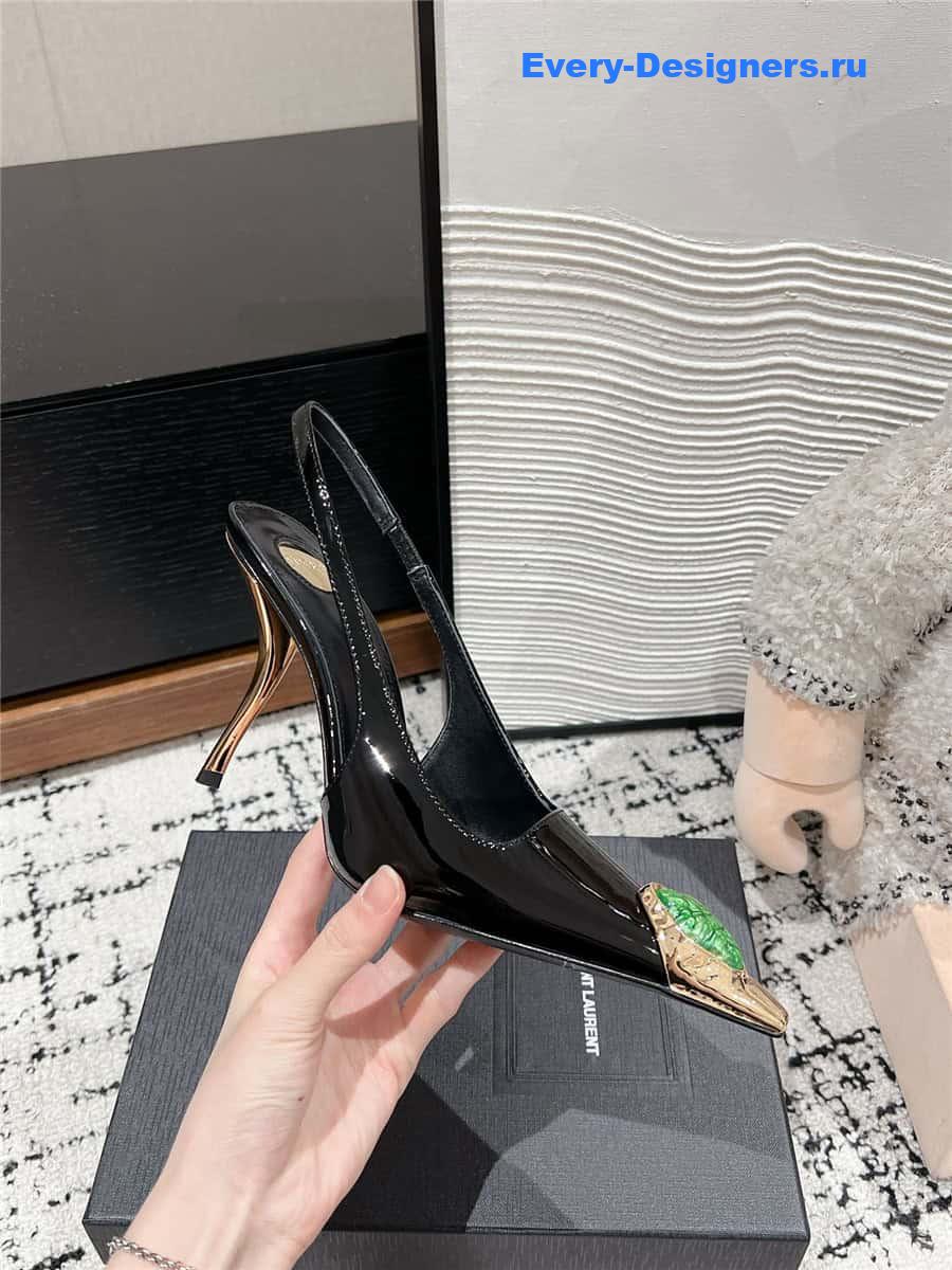 Y51 jeanne slingback pumps in black pattern leather