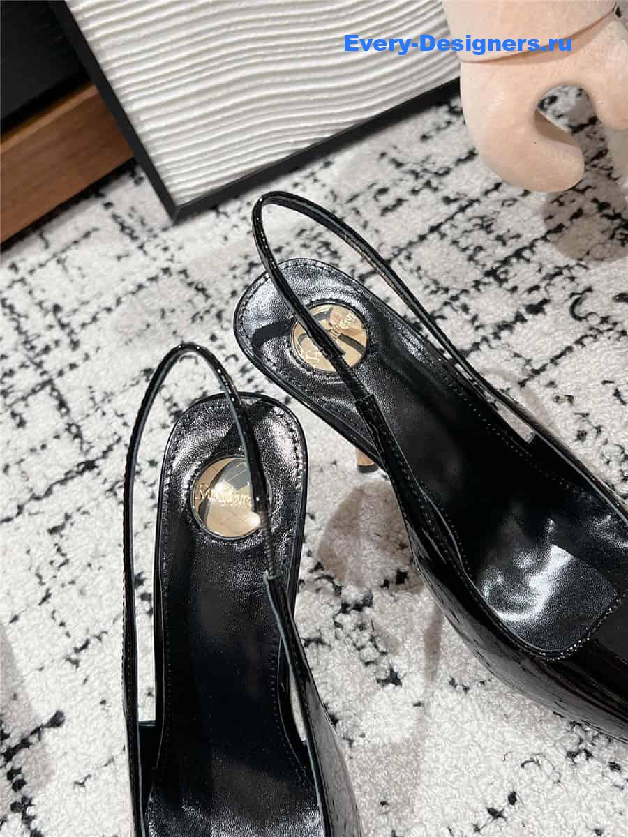 Y51 jeanne slingback pumps in black pattern leather