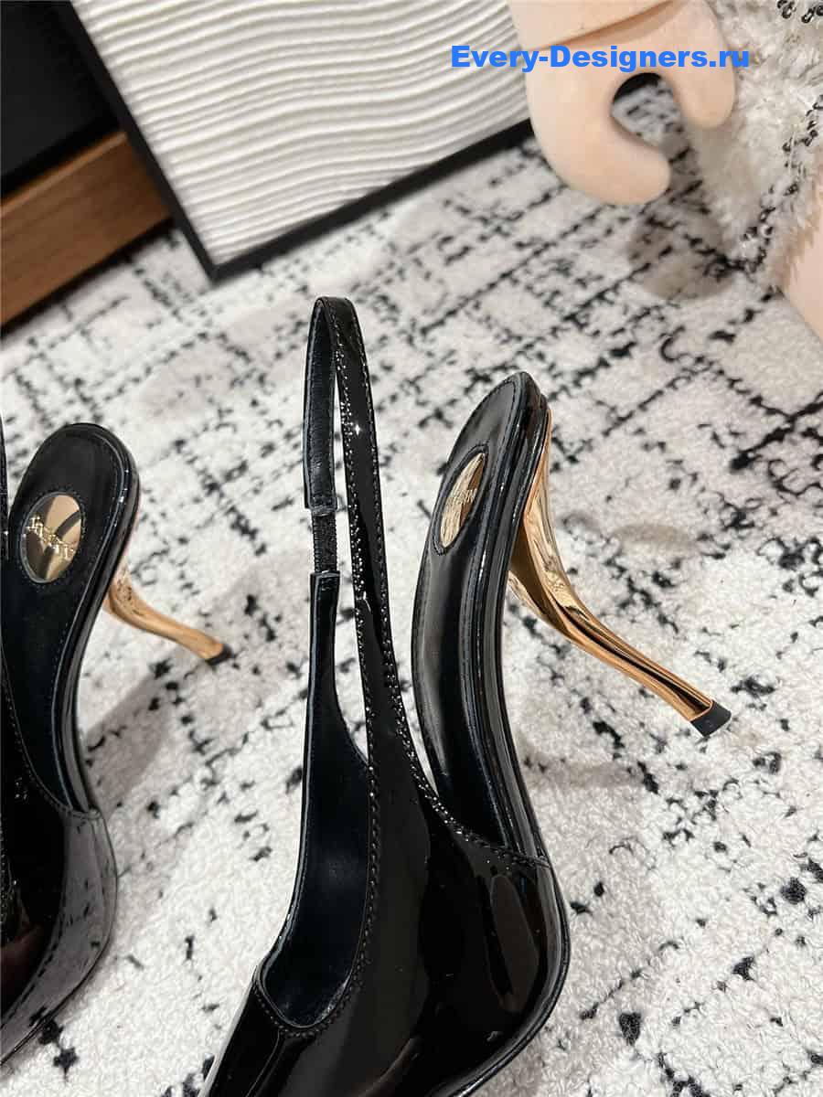 Y51 jeanne slingback pumps in black pattern leather
