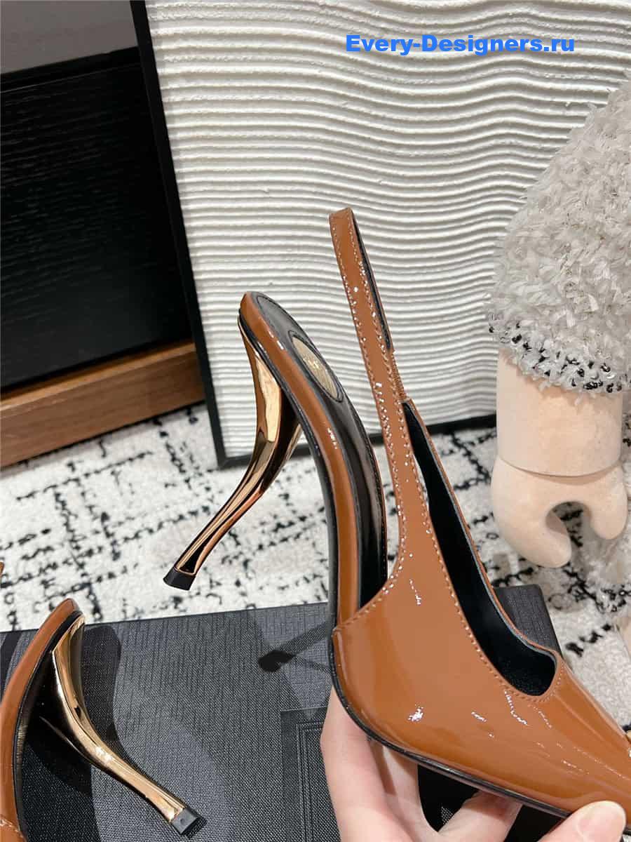 Y51 jeanne slingback pumps in brown pattern leather