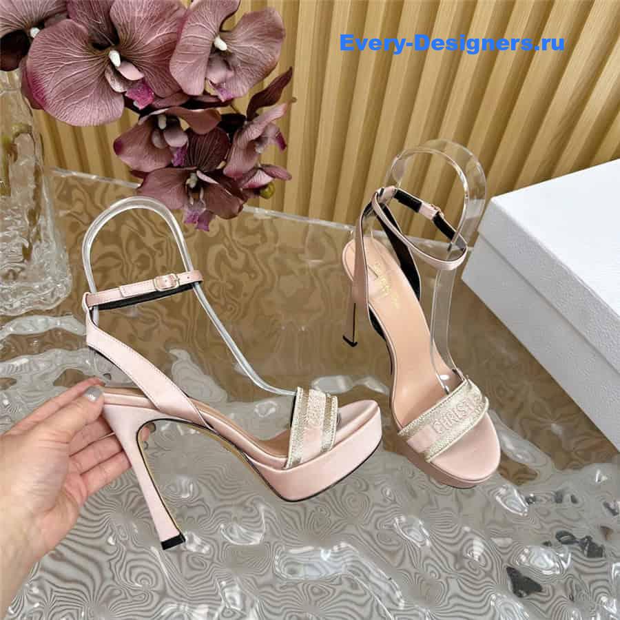 Dway Gold-Tone Cotton Embroidered Heeled Sandals