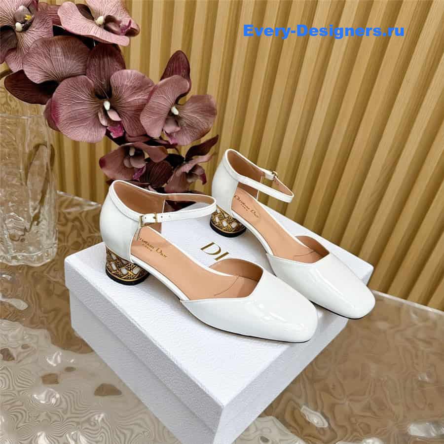 jolie D10r white patent calfskin pumps