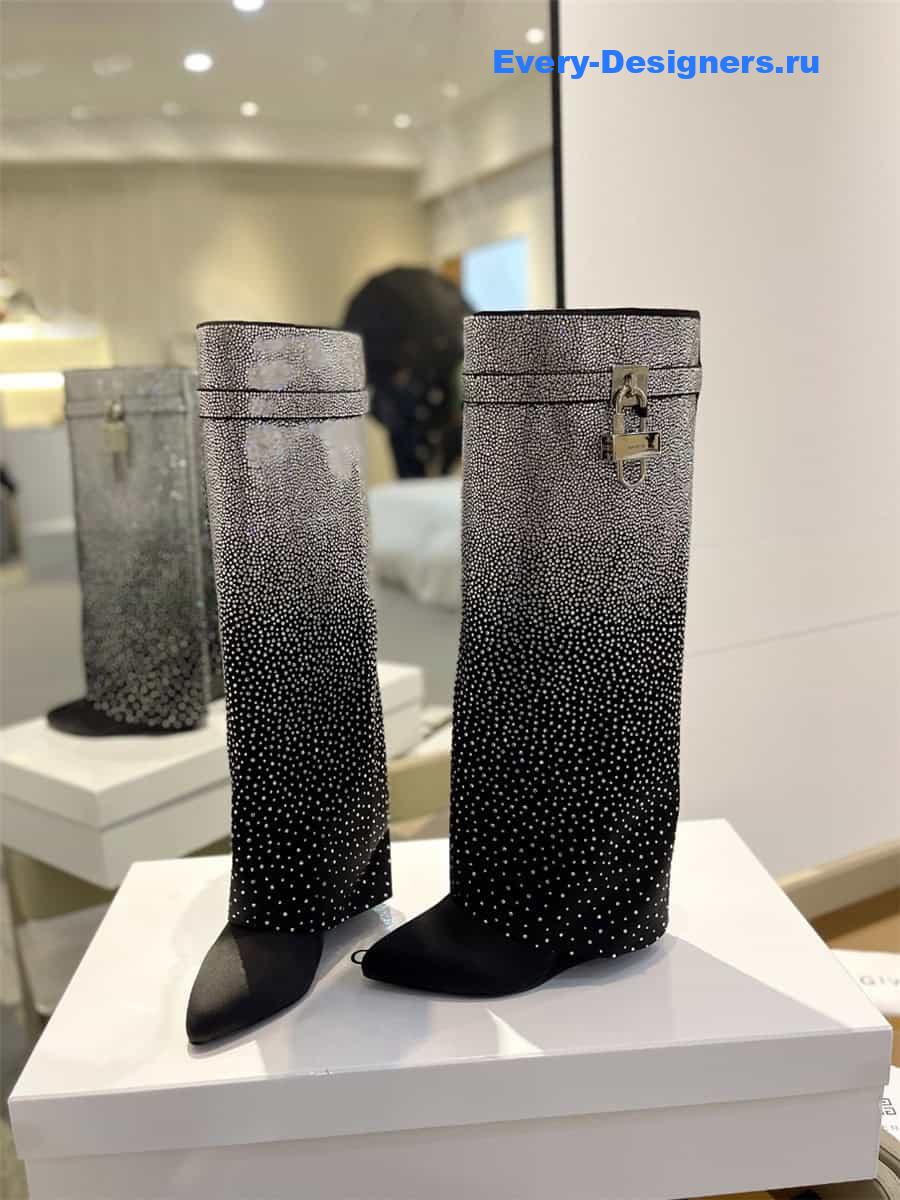 Givenchy Shark Lock Satin Boots with Strass