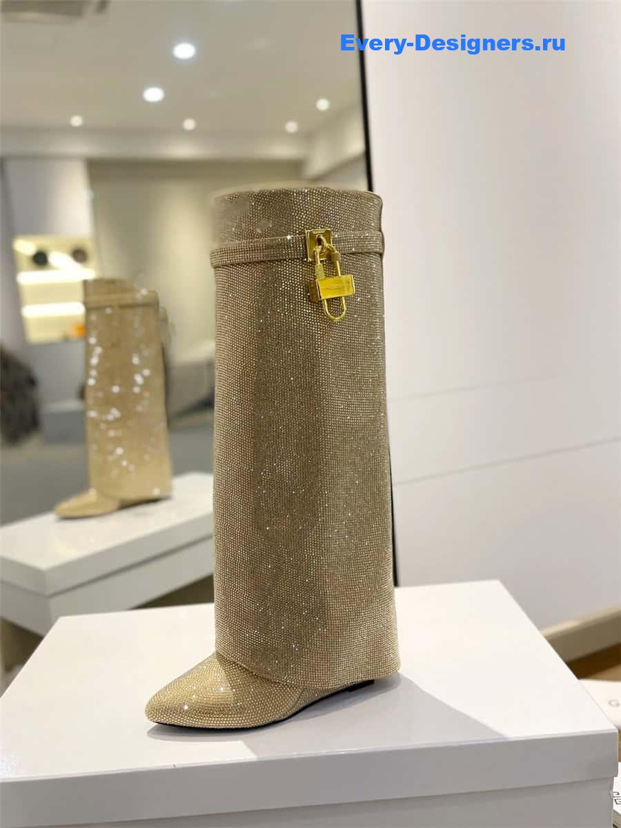 Givenchy Shark Lock Boots in Satin with Strass