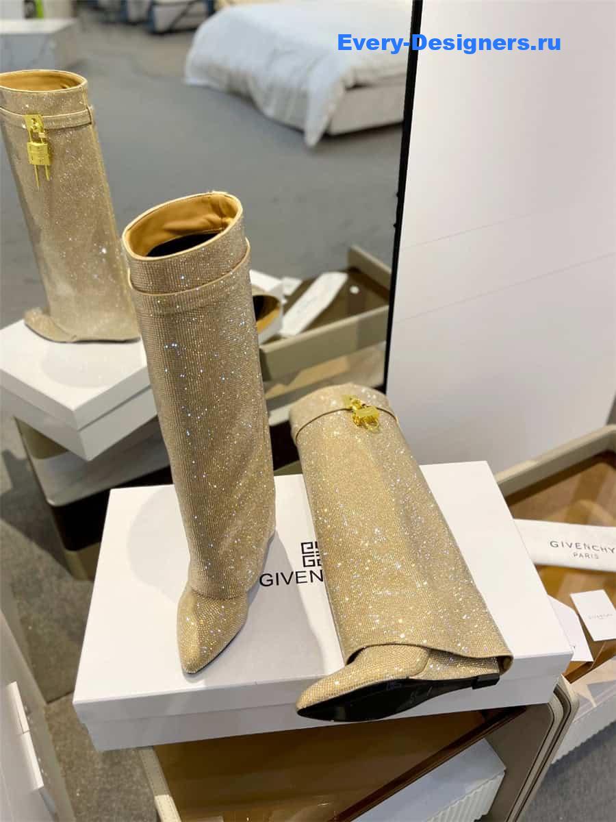 Givenchy Shark Lock Boots in Satin with Strass