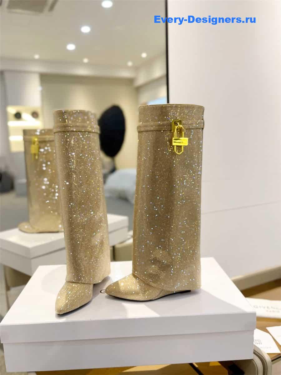 Givenchy Shark Lock Boots in Satin with Strass