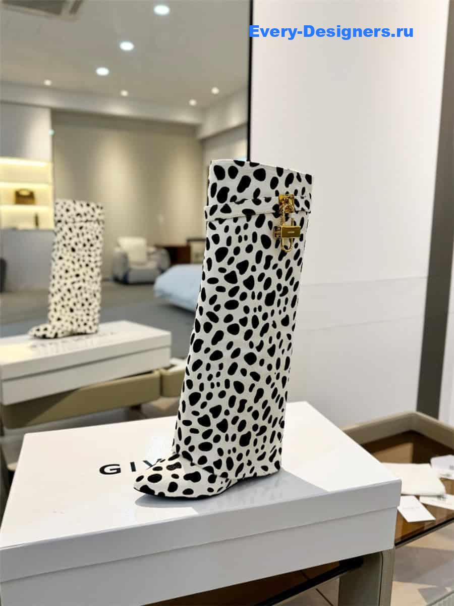 Givenchy Shark Lock Leopard Knee-High Boots