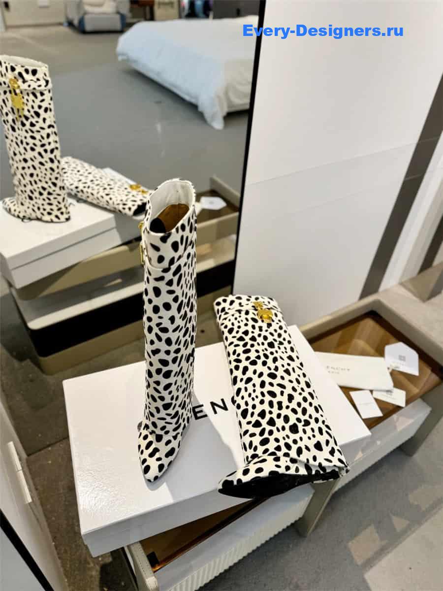 Givenchy Shark Lock Leopard Knee-High Boots
