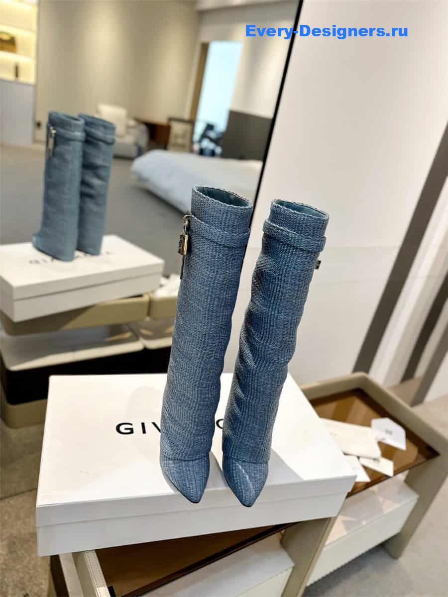 Givenchy Shark Lock Raffia Knee-High Boots