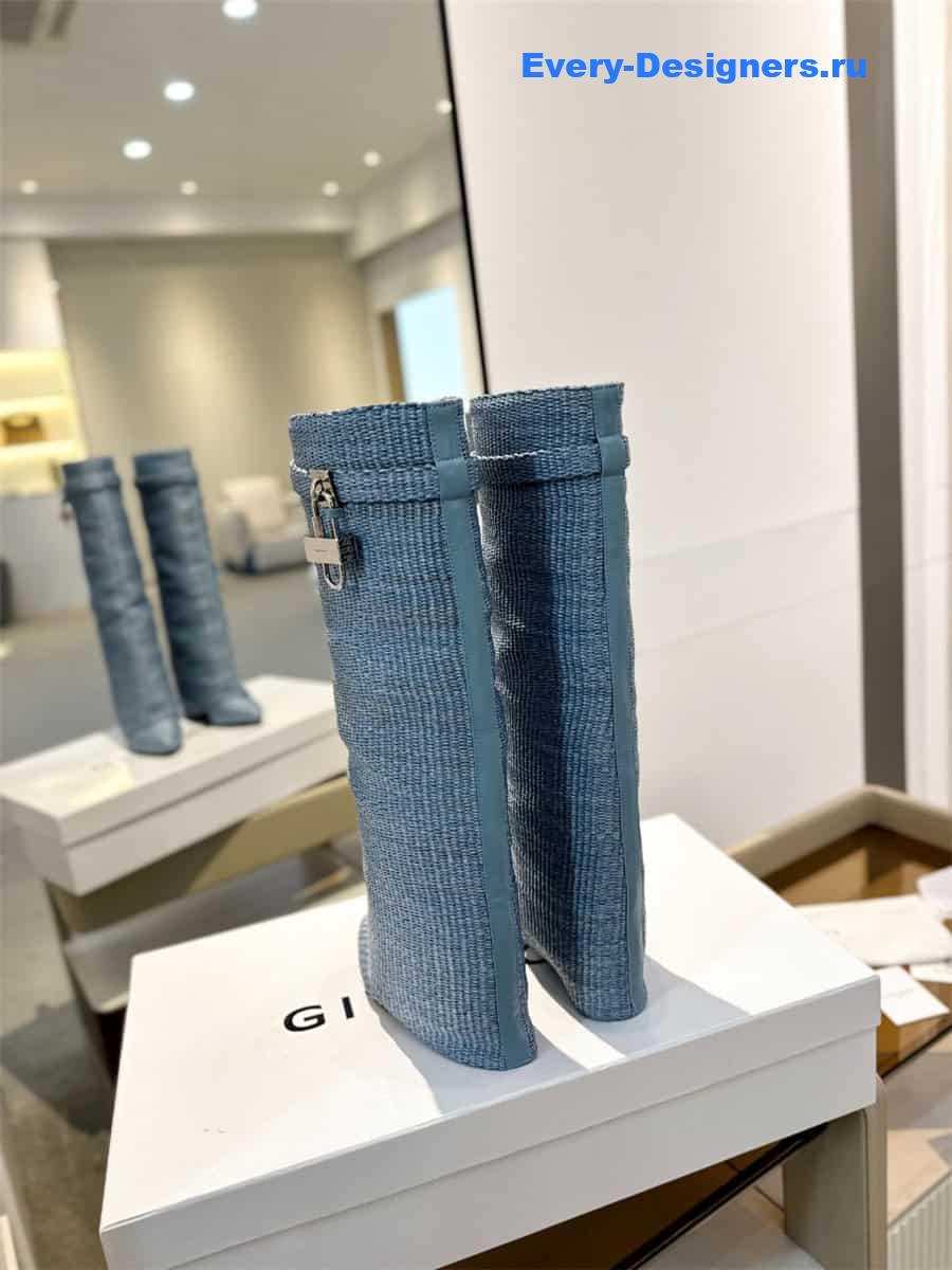 Givenchy Shark Lock Raffia Knee-High Boots