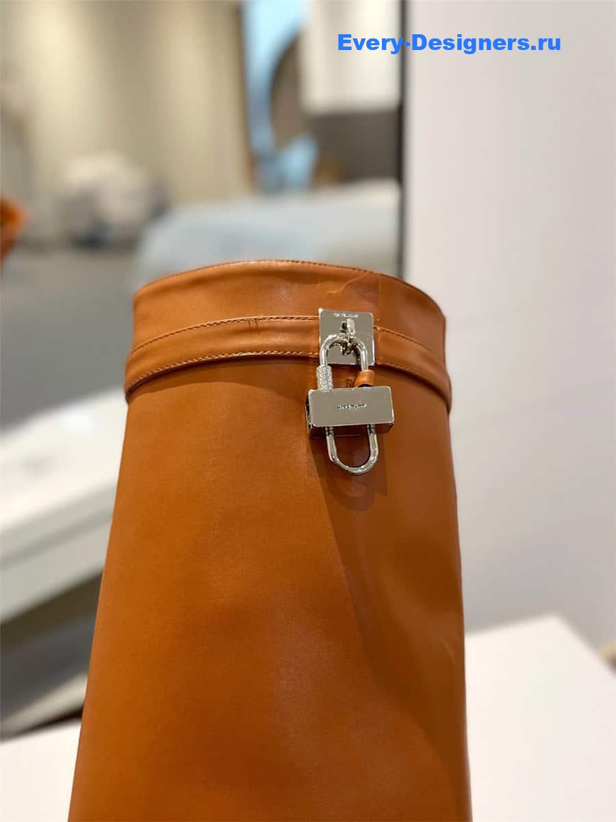 Givenchy Shark Lock Brown Leather Knee-High Boots