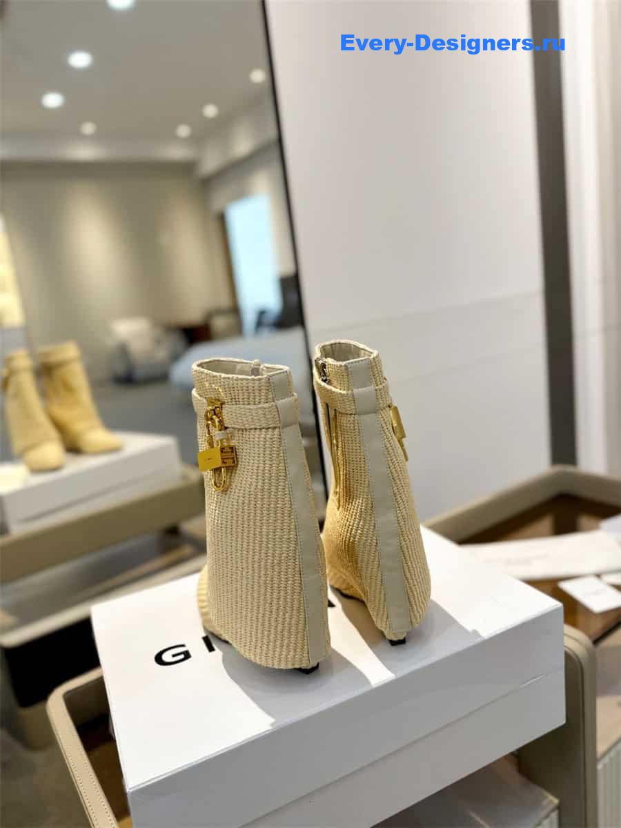 Givenchy Shark Lock Ankle Boots in Raffia