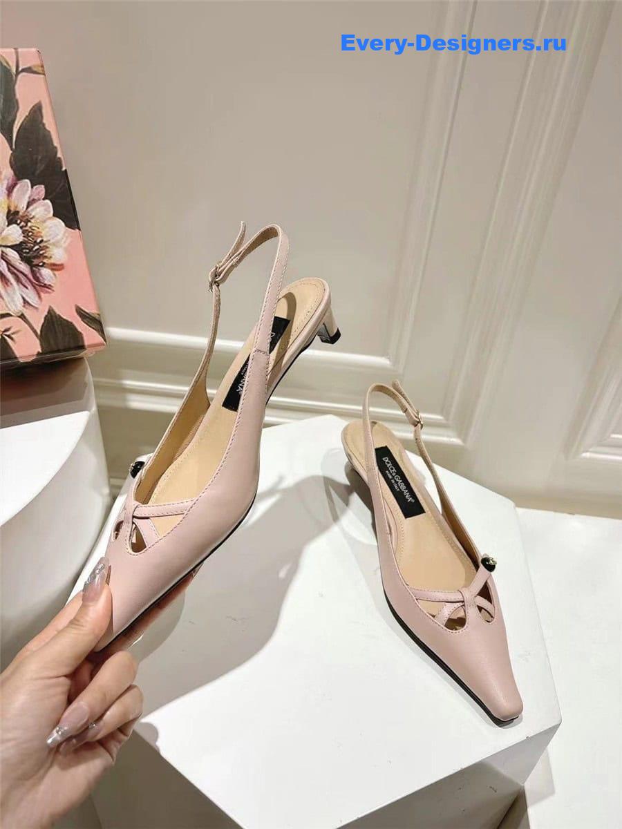 Dolce & Gabbana Light Pink Pointed Toe Slingback Heels