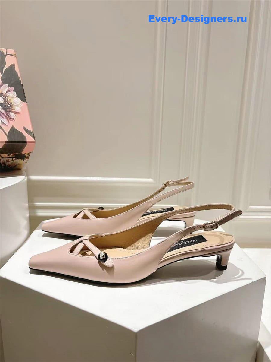Dolce & Gabbana Light Pink Pointed Toe Slingback Heels