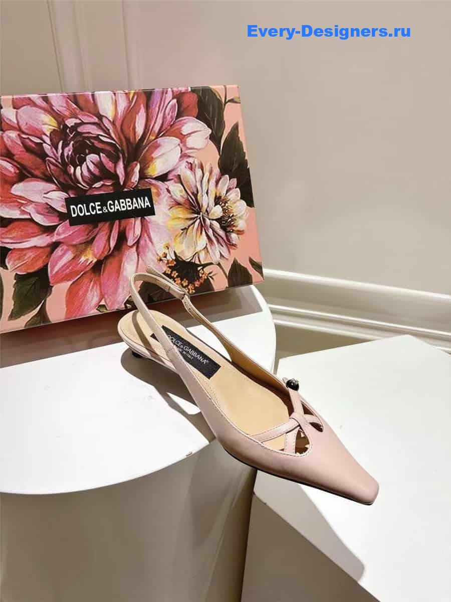 Dolce & Gabbana Light Pink Pointed Toe Slingback Heels