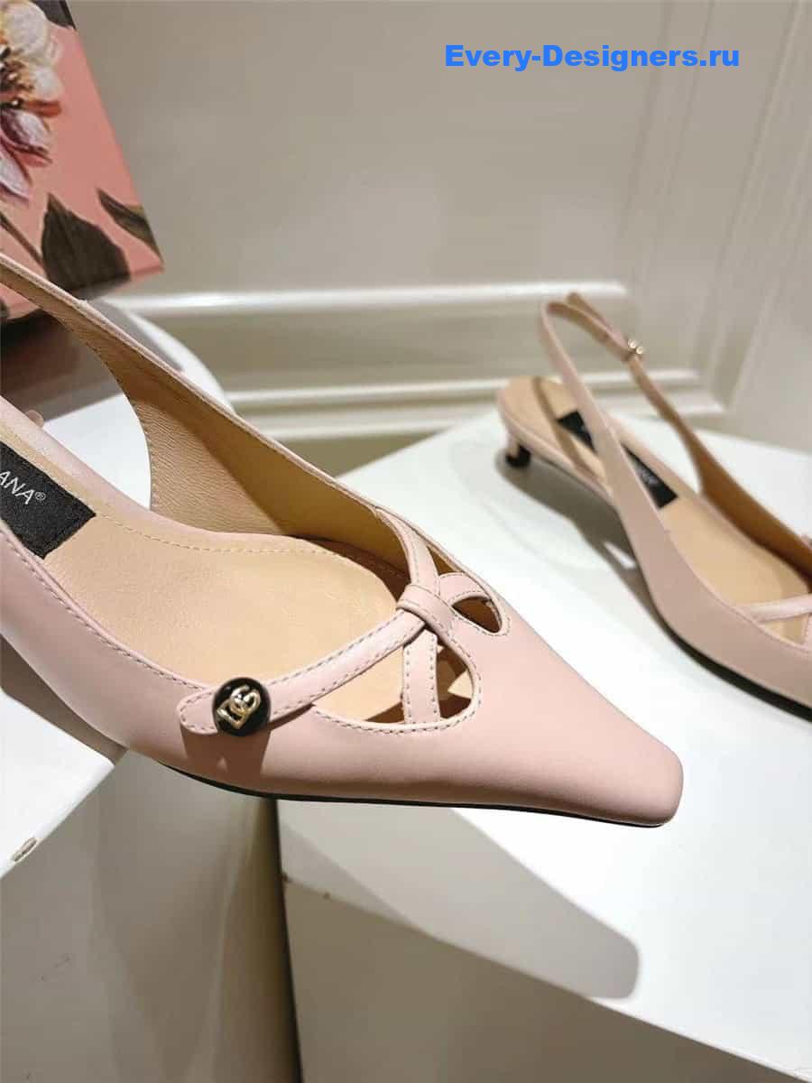 Dolce & Gabbana Light Pink Pointed Toe Slingback Heels