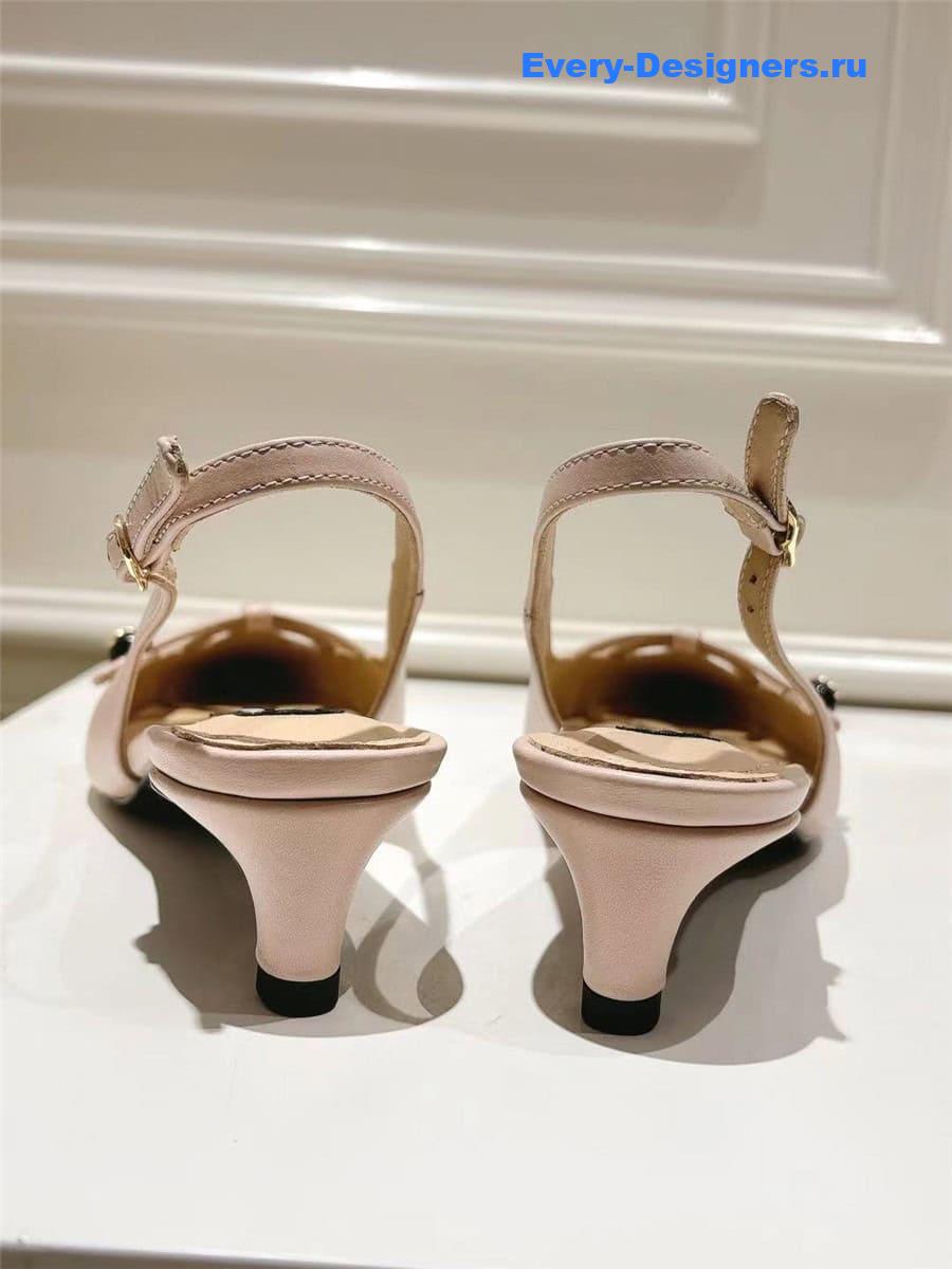 Dolce & Gabbana Light Pink Pointed Toe Slingback Heels