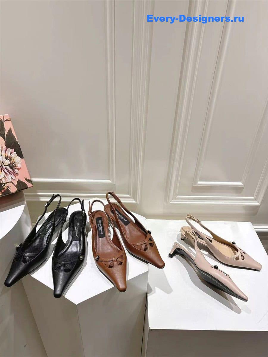 Dolce & Gabbana Light Pink Pointed Toe Slingback Heels