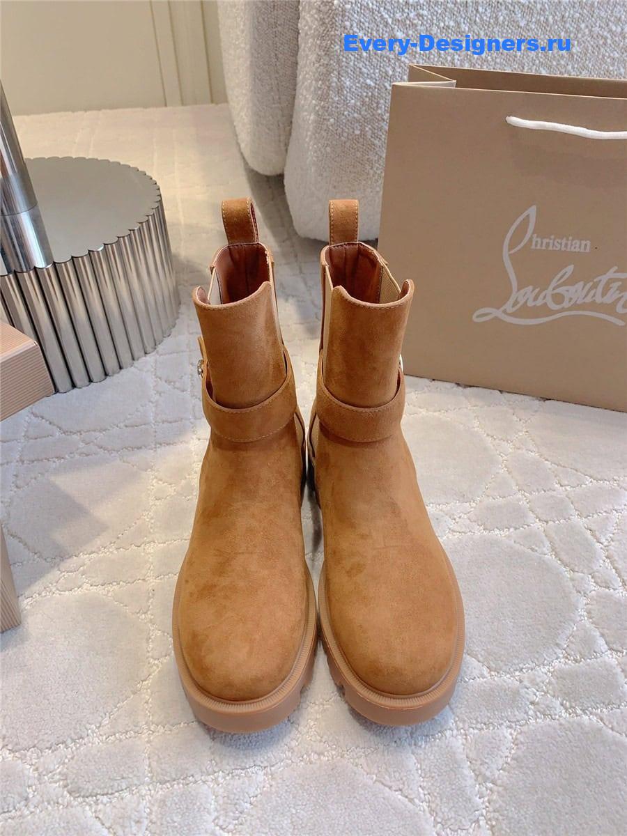 Chr1st1an louboutin brown chelsea suede ankle boots