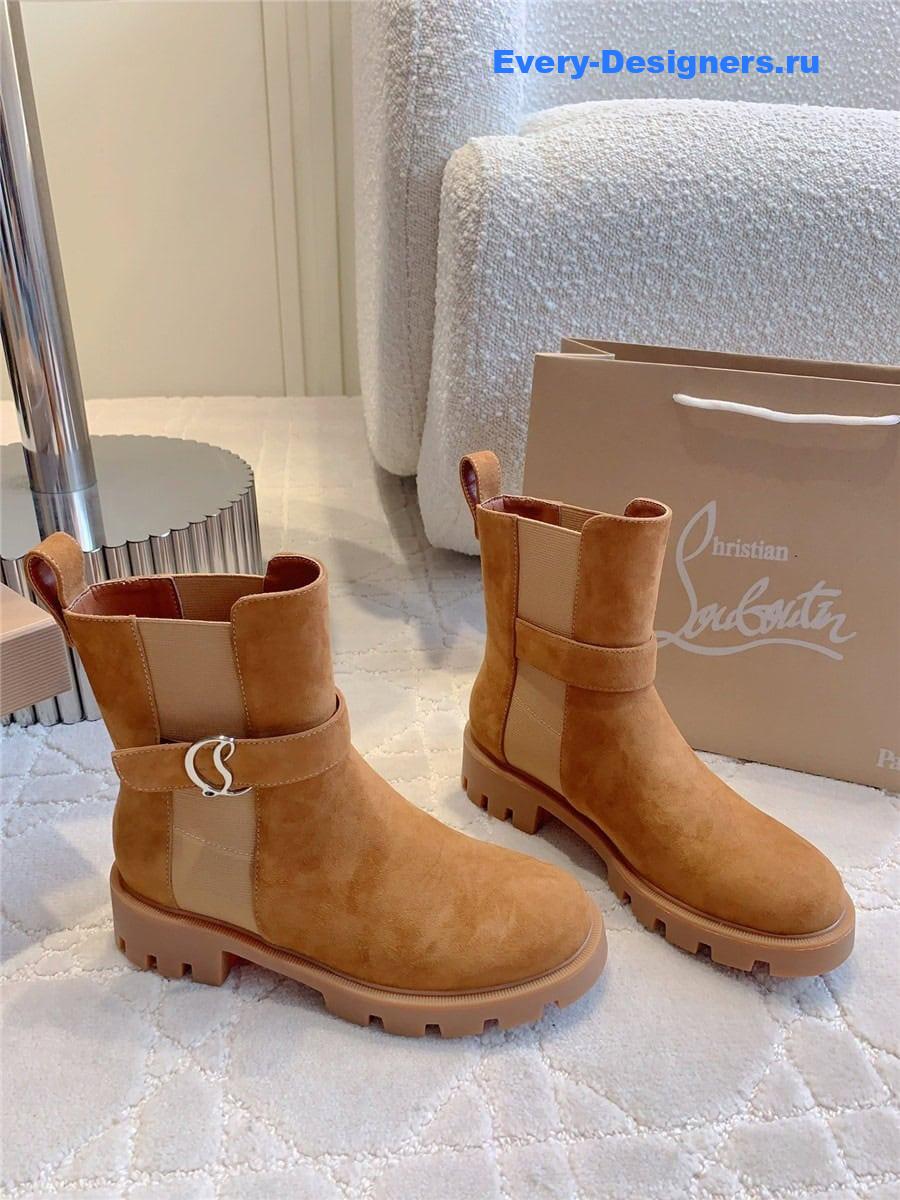Chr1st1an louboutin brown chelsea suede ankle boots