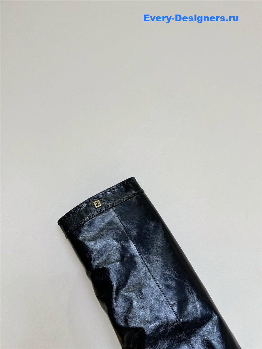 F**di show black leather high-heeled boots