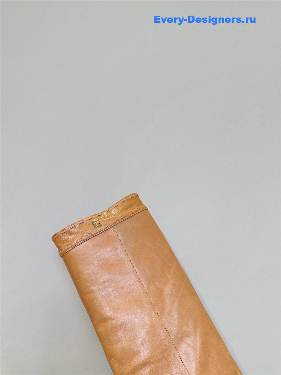 F**di brown leather high-heeled boots