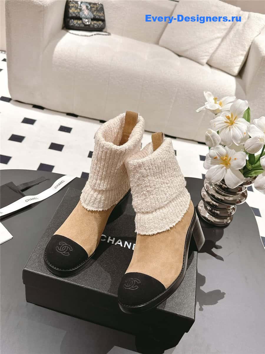 Ch**el brown suede sock ankle boots