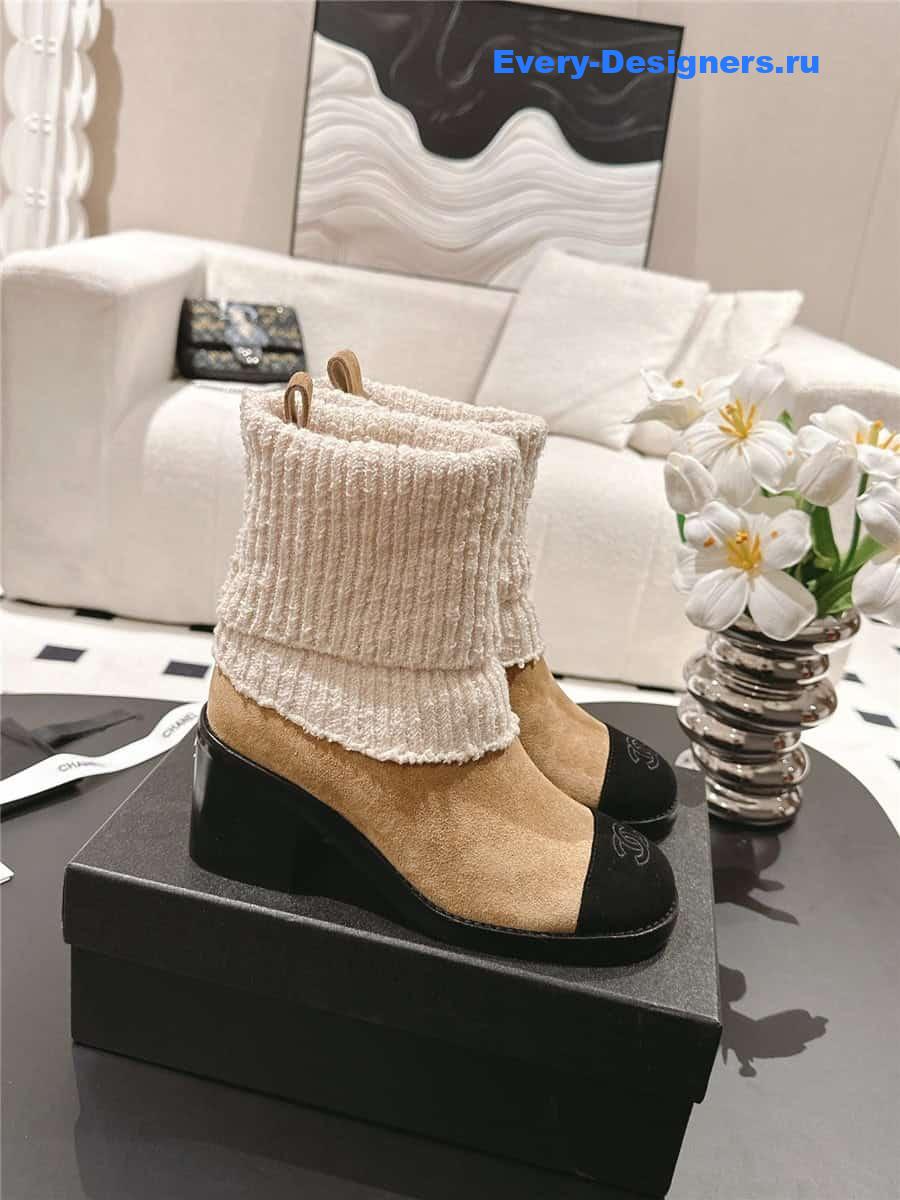 Ch**el brown suede sock ankle boots
