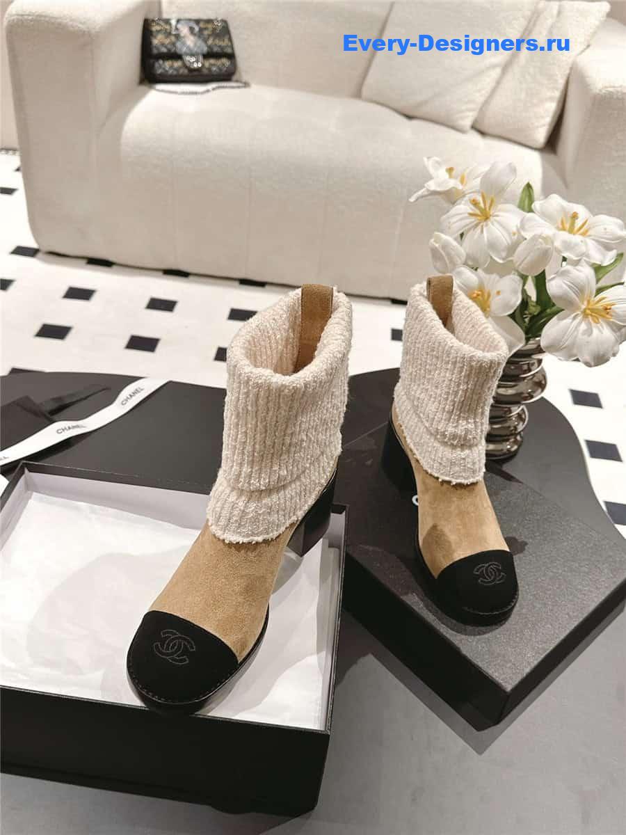 Ch**el brown suede sock ankle boots