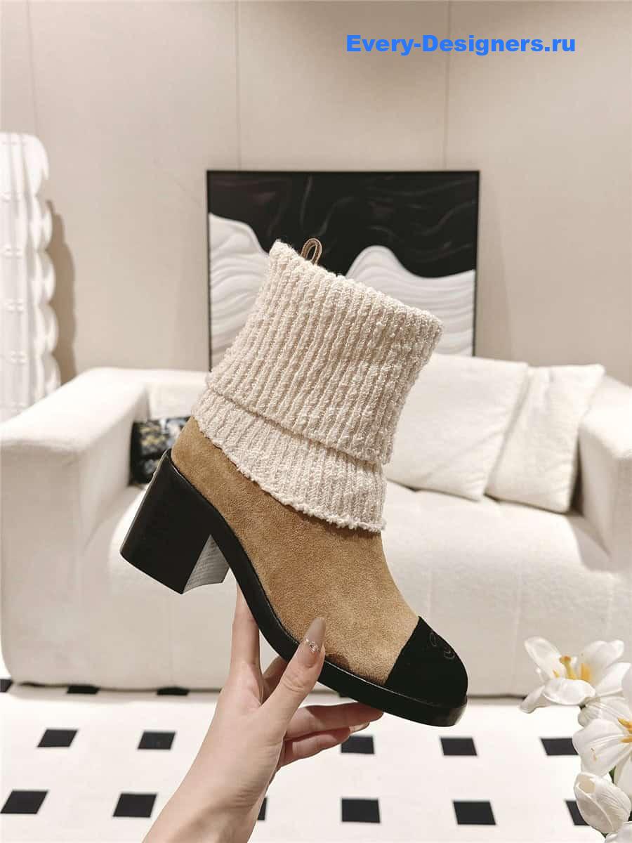 Ch**el brown suede sock ankle boots