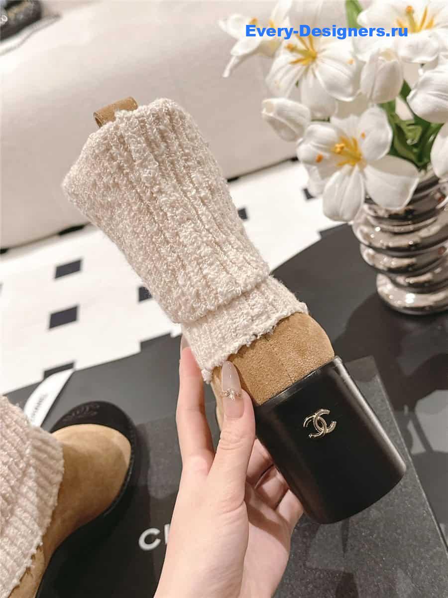 Ch**el brown suede sock ankle boots