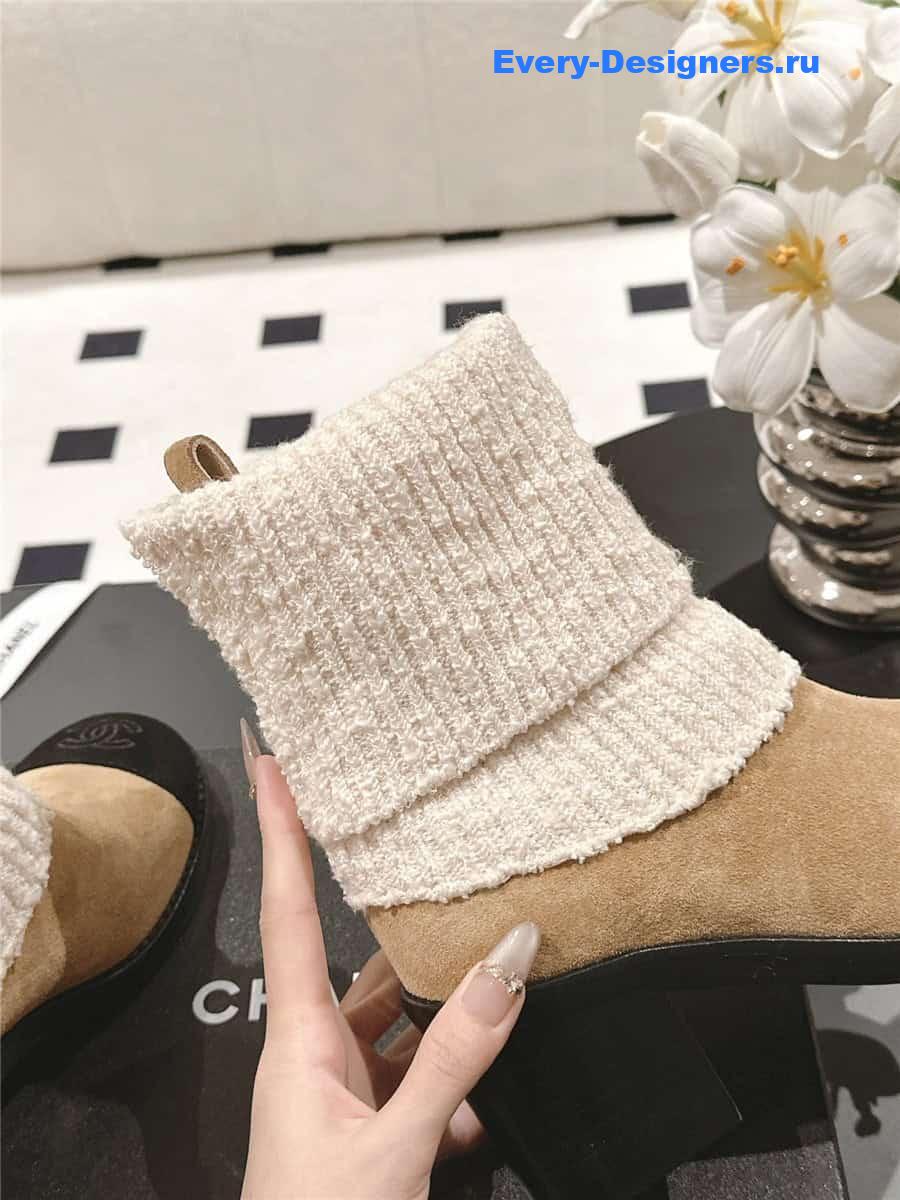 Ch**el brown suede sock ankle boots