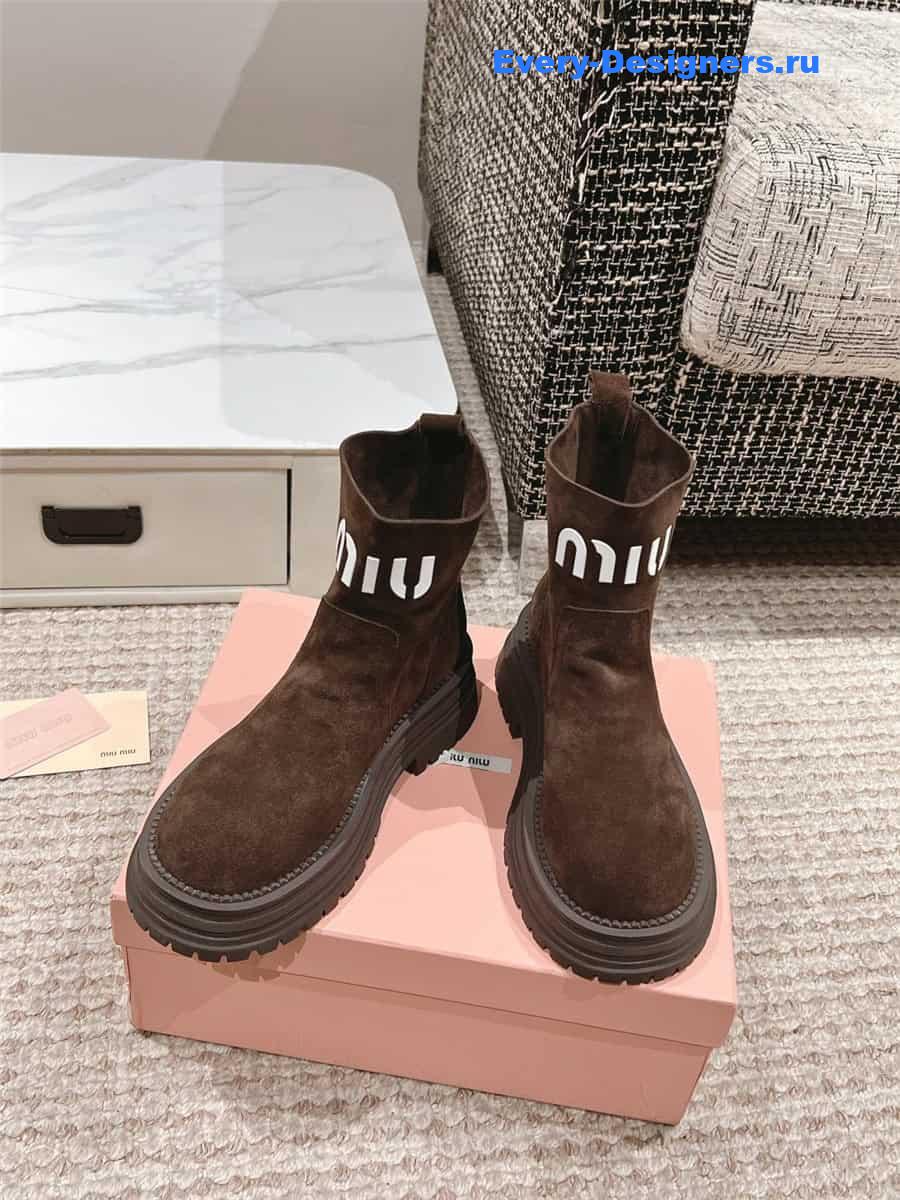 Miu Miu Logo Sedue Platform Ankle Boot