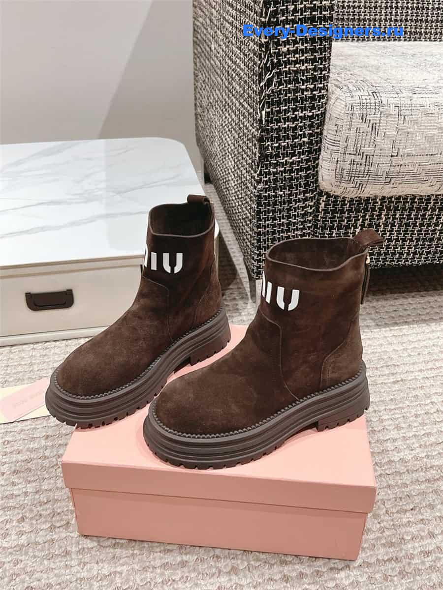 Miu Miu Logo Sedue Platform Ankle Boot