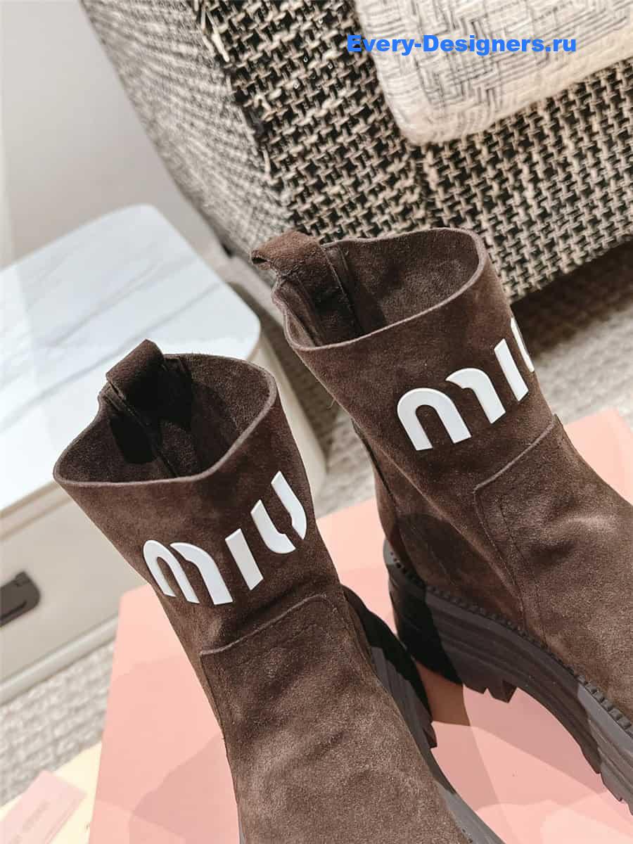 Miu Miu Logo Sedue Platform Ankle Boot