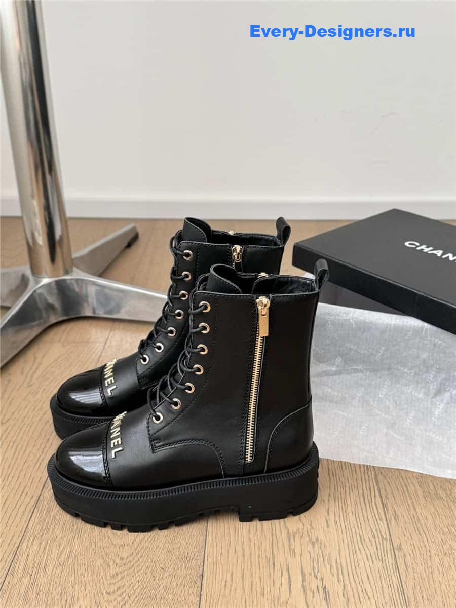 Ch**el black platform high top boots