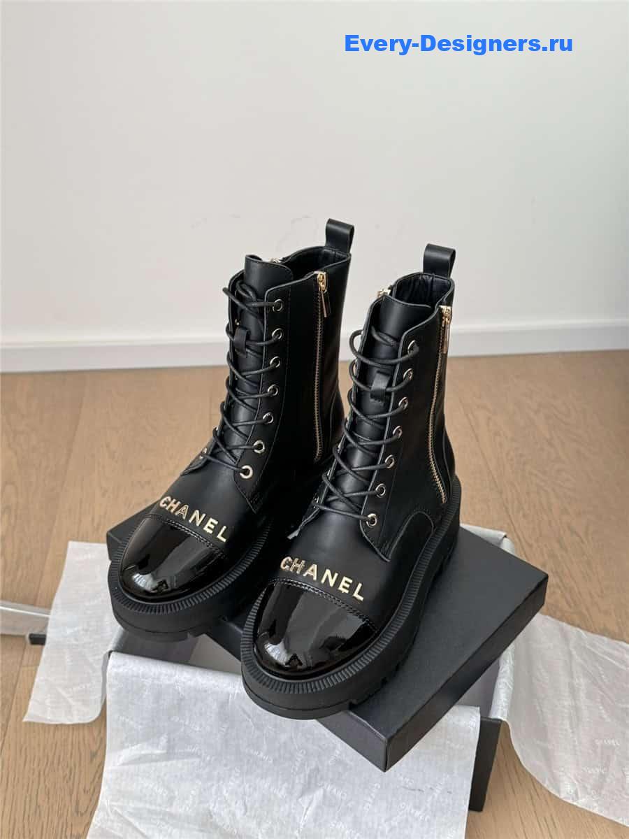 Ch**el black platform high top boots