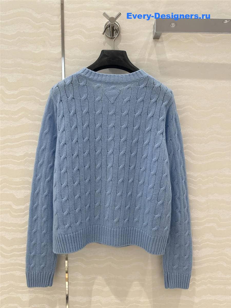 Pra*a baby blue round neck cardigan
