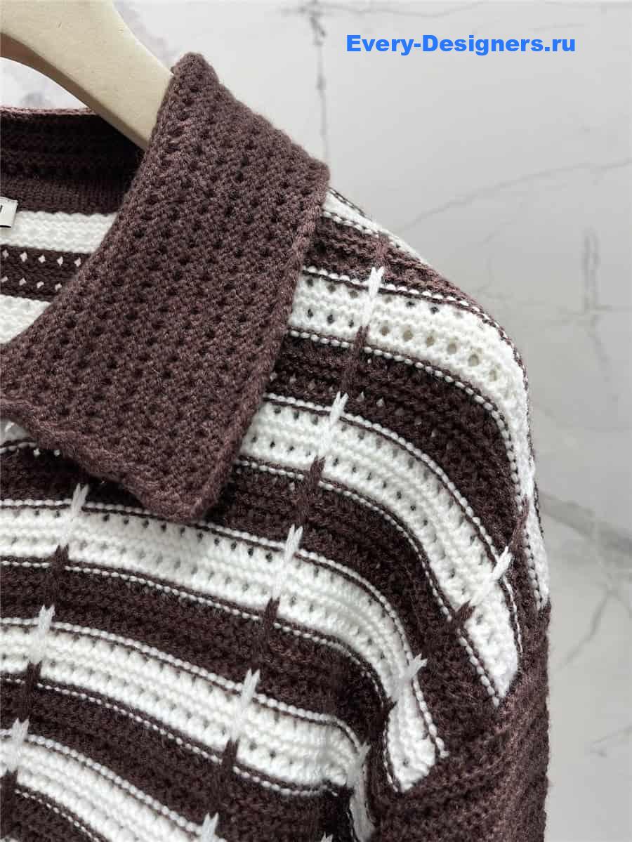 M1um1u colorblock lapel knitted jacket