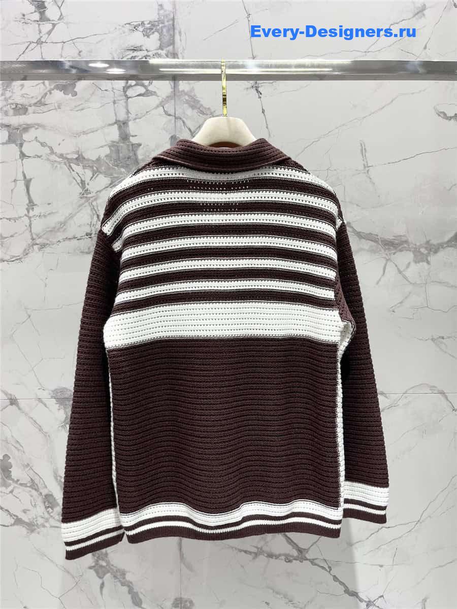 M1um1u colorblock lapel knitted jacket