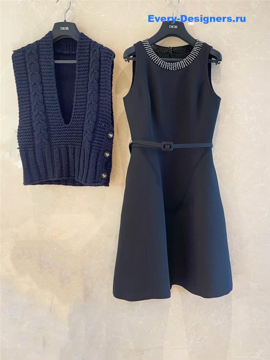 D10r silk wool hand-beaded dress