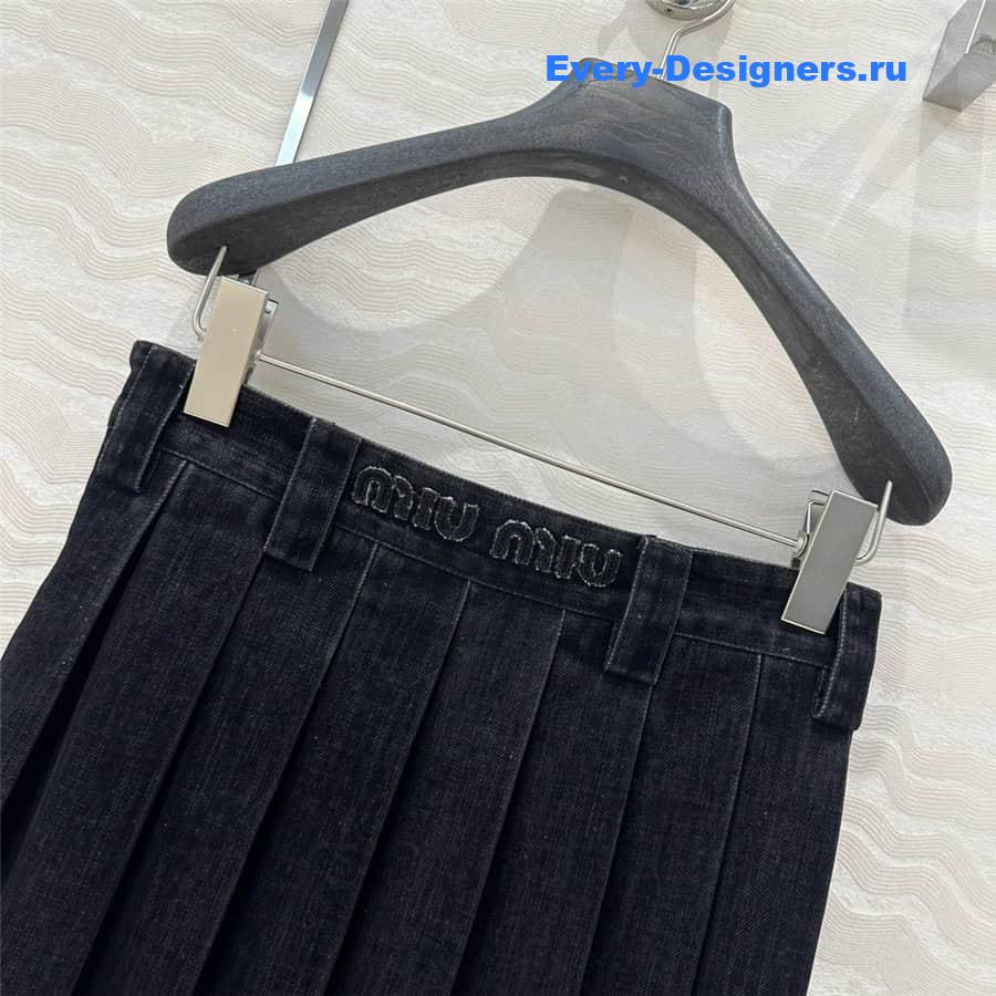 M1um1u denim pleated skirt