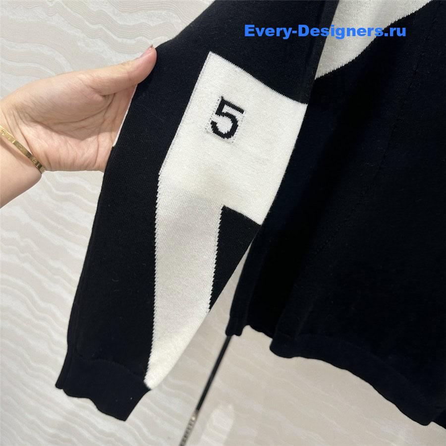 CC Half-Zip Logo Knit Hoodie Black