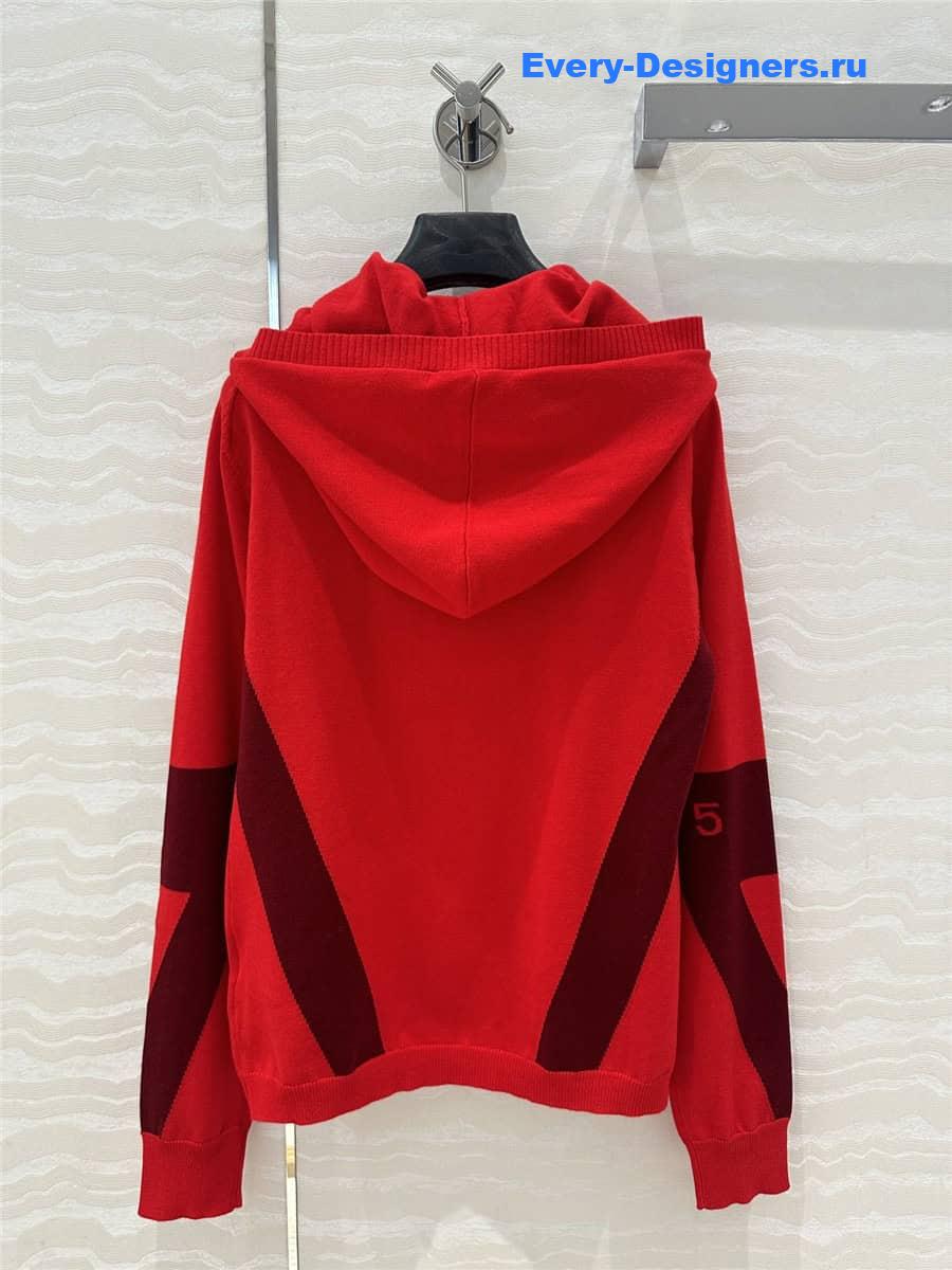 CC Half-Zip Logo Knit Hoodie Red