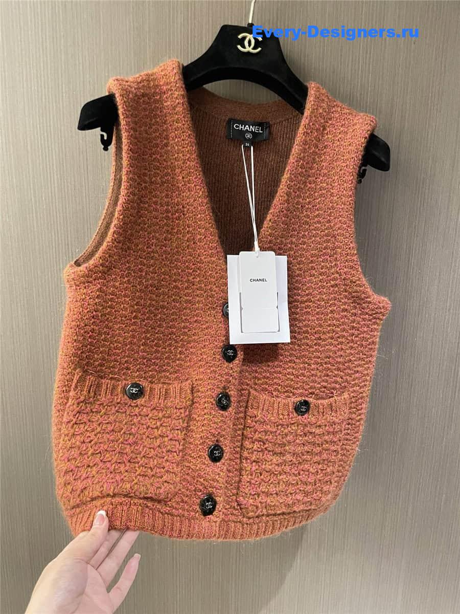 CC Orange Pocket Knit Vest