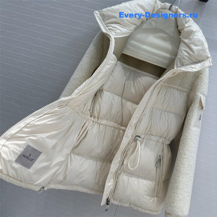 moncler sheepskin patchwork down jacket