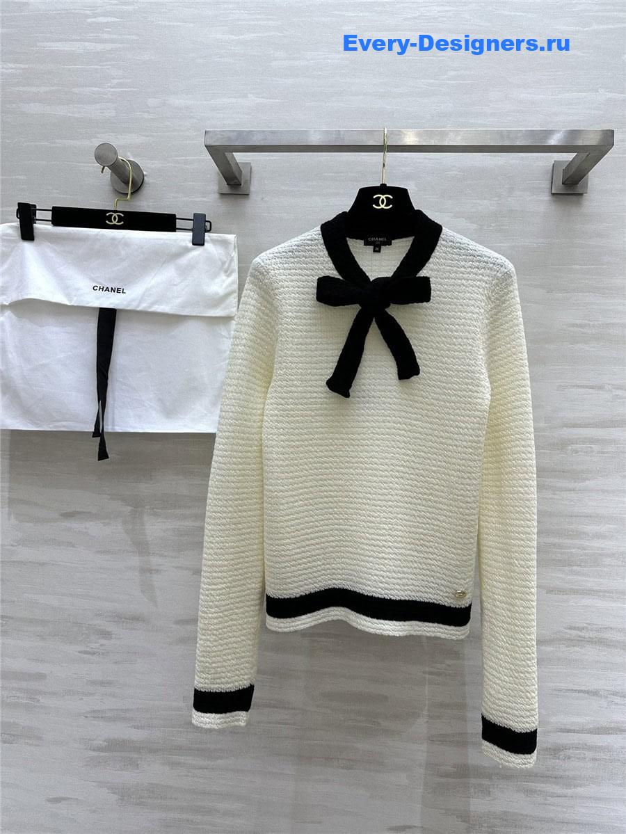 CC Bow Wool Sweater White